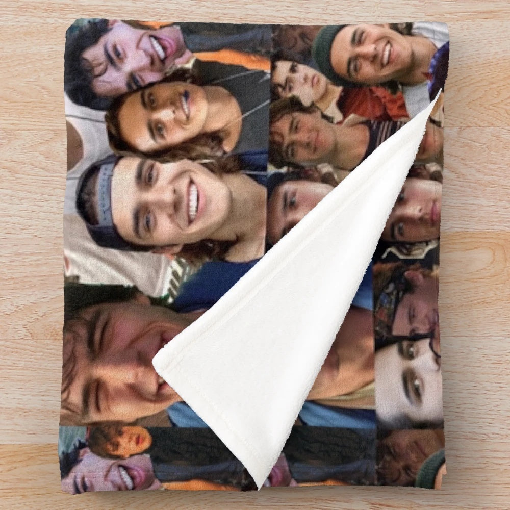 Charlie Gillespie Photo Collage Plush Blanket, featuring the beloved character Luke from Julie and the Phantoms