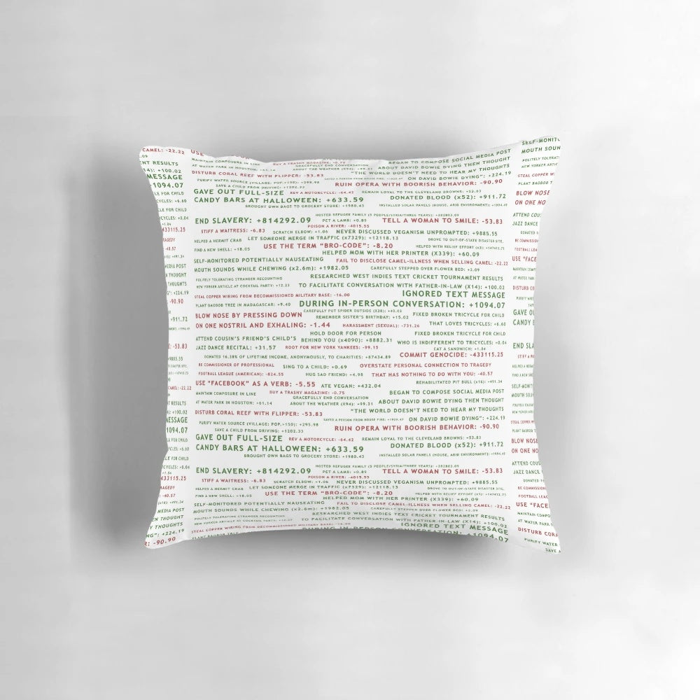 Decorative pillow featuring characters from the popular TV show The Good Place