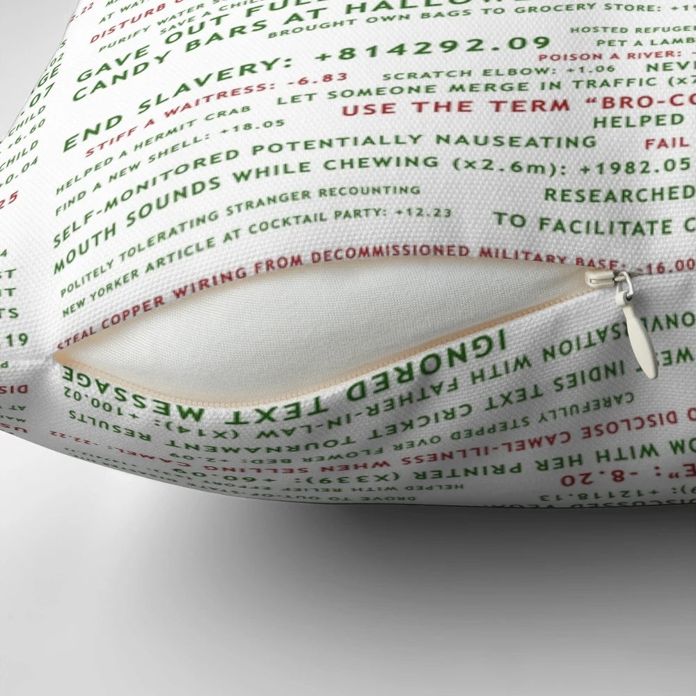 Decorative pillow featuring characters from the popular TV show The Good Place