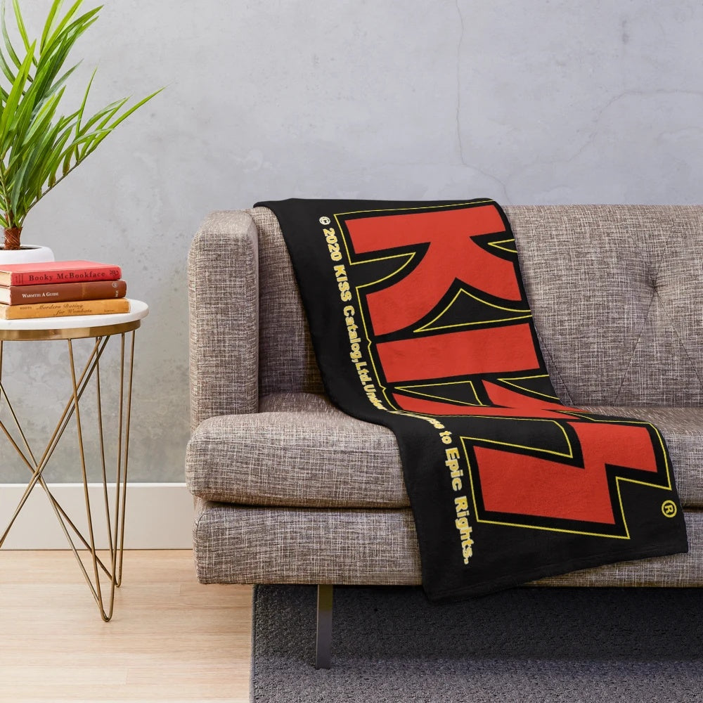 KISS logo plush blanket with the iconic band logo