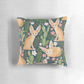 Soft, navy blue pillow featuring a print of enchanting fennec foxes, the small desert-dwelling canines native to the Sahara.