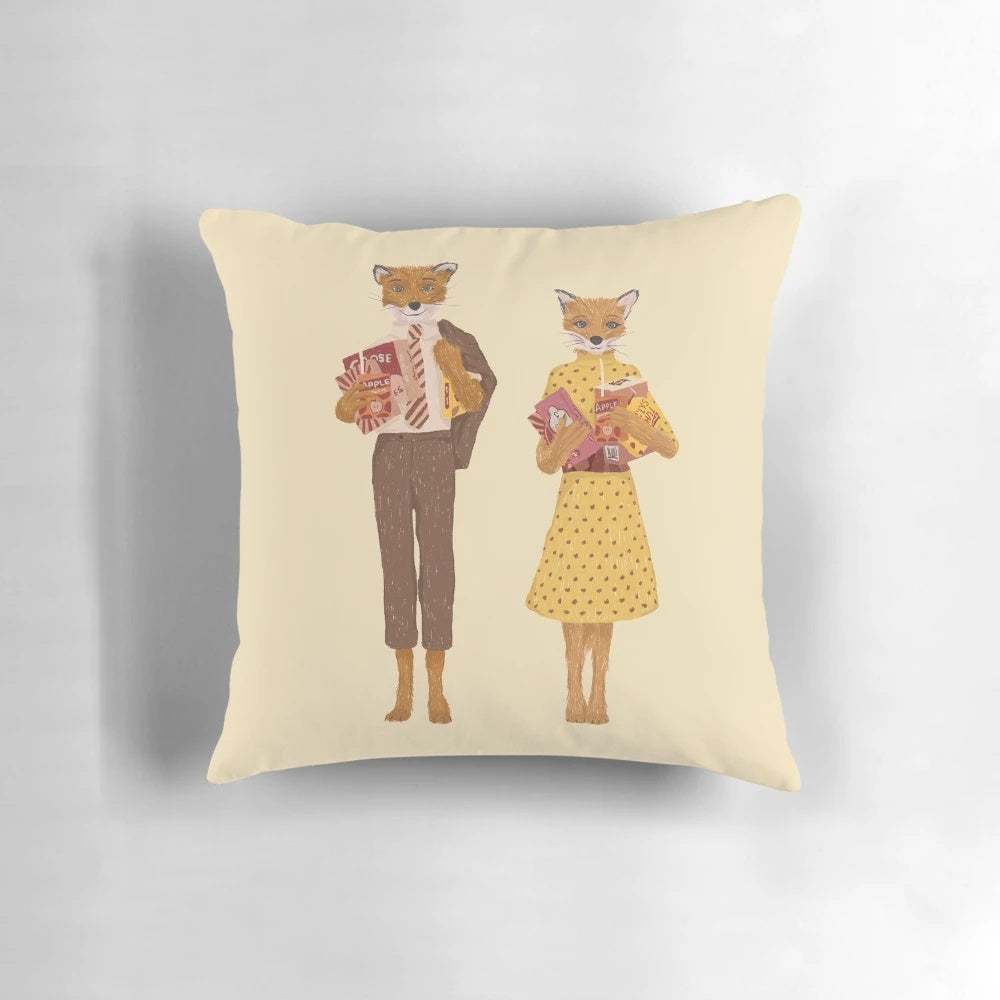 Fantastic Mr. and Mrs. Fox Funny Decorative Throw Pillow
