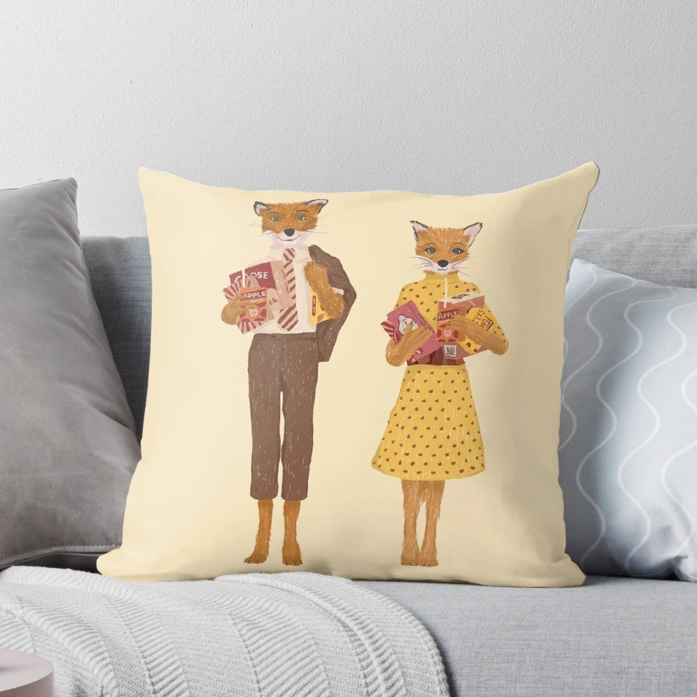 Fantastic Mr. and Mrs. Fox Funny Decorative Throw Pillow