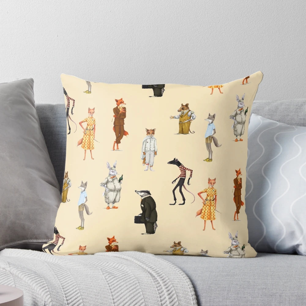 Fantastic Mr. Fox and Mrs. Fox Family Sticker Pack Pillow featuring a cute, funny fox couple design