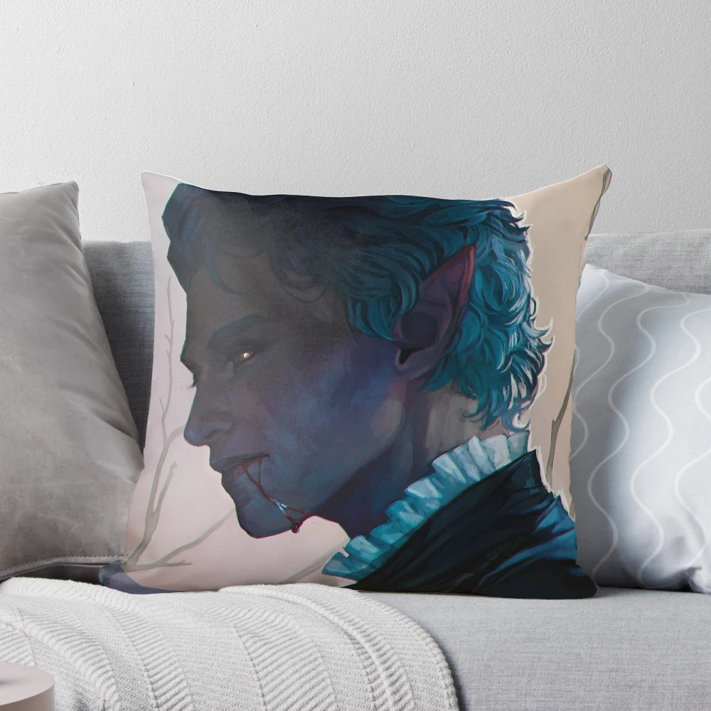 Astarion-themed decorative pillow, featuring the character from the video game Baldur's Gate 3