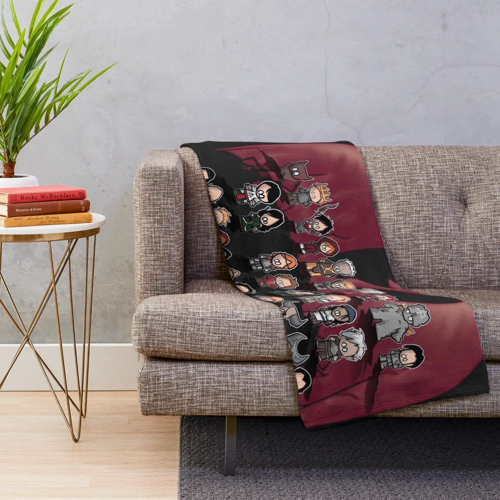 Dragon Age Trilogy Plush Blanket featuring Chibi-Style Characters