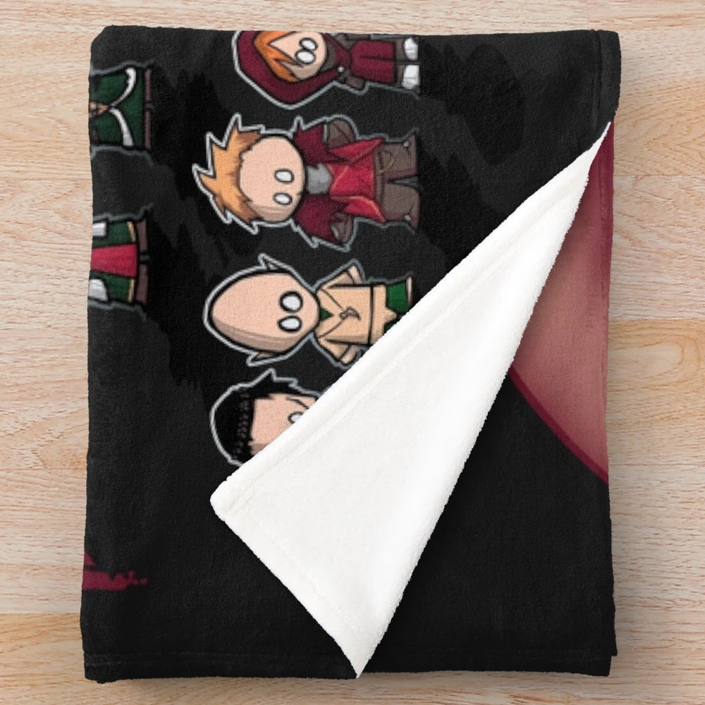 Dragon Age Trilogy Plush Blanket featuring Chibi-Style Characters