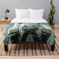 Cozy plush blanket featuring a fantasy girl with white hair and a dark, edgy aesthetic