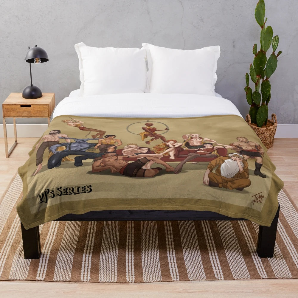 Dragon Age Inquisition inspired plush blanket featuring fantasy characters