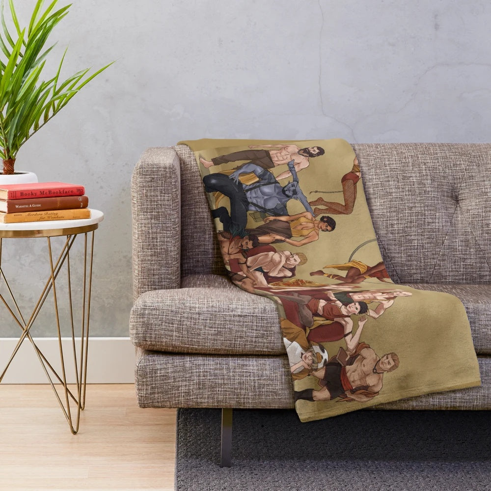 Dragon Age Inquisition inspired plush blanket featuring fantasy characters