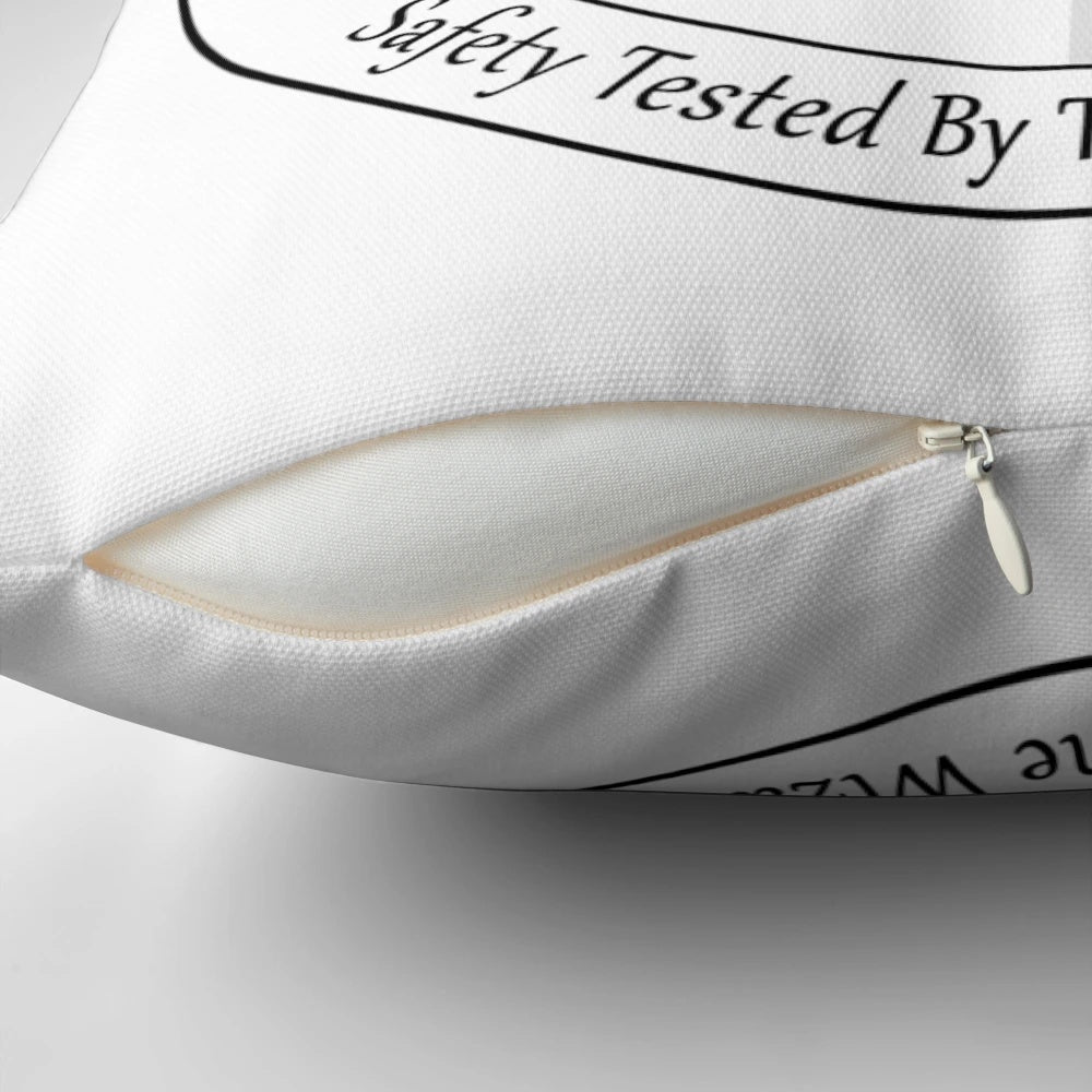 A cozy, safety-tested pillow featuring a mimic design, perfect for fans of fantasy and roleplaying games.