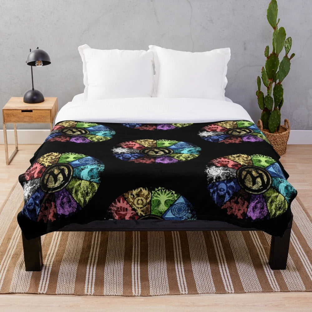 Magic: The Gathering inspired plush blanket featuring faded guild design