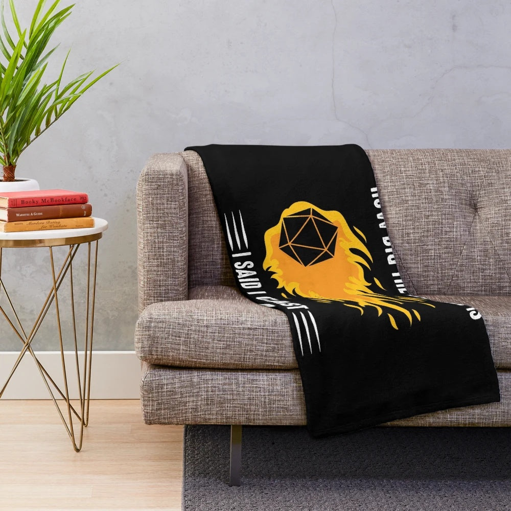 Fantasy plush blanket with sorcerer and wizard design, perfect for TTRPG fans and DnD enthusiasts.