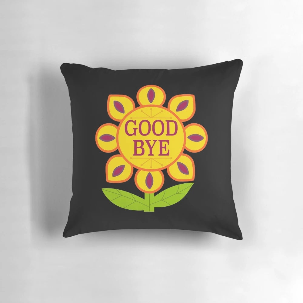 Decorative throw pillow featuring the "It's a Small World" ride logo and floral design, perfect for Disney-themed home decor.