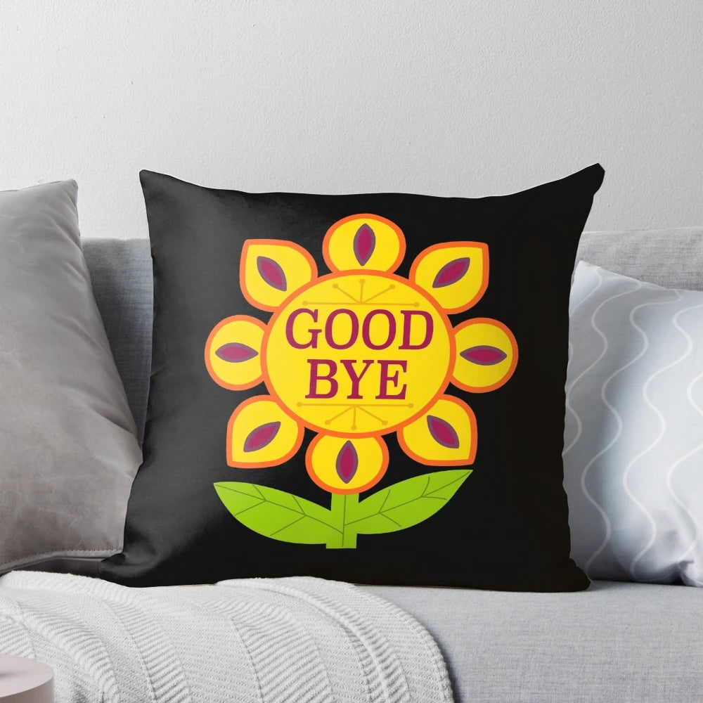 Decorative throw pillow featuring the "It's a Small World" ride logo and floral design, perfect for Disney-themed home decor.