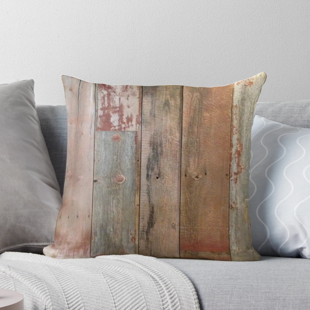 Farmhouse chic rustic barn wood pillow