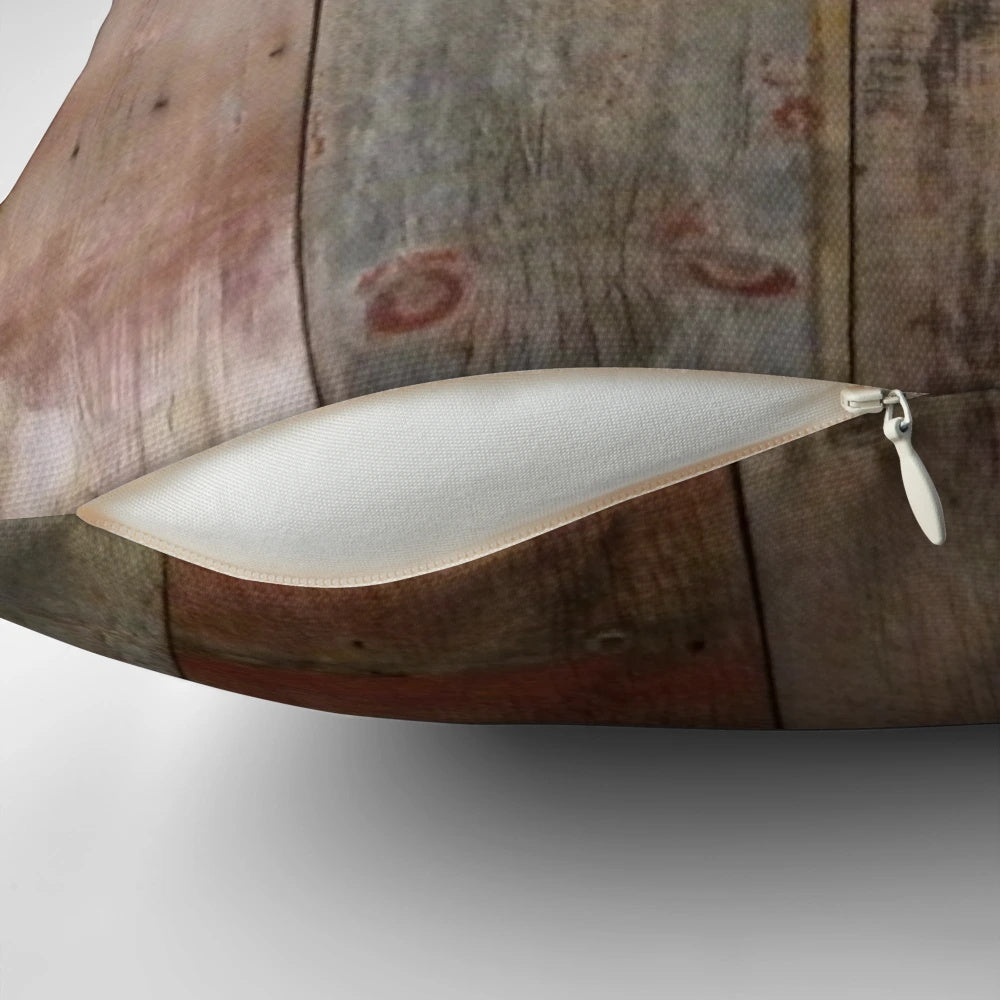 Farmhouse chic rustic barn wood pillow