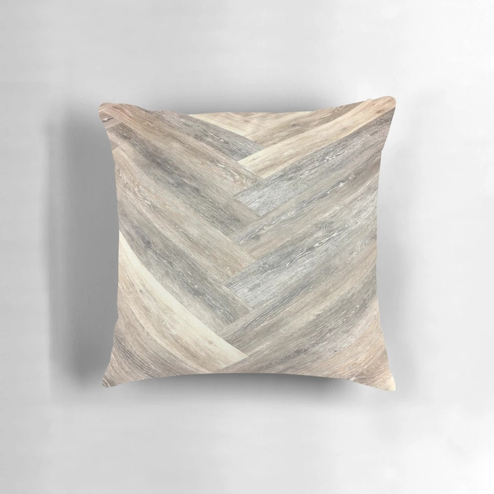 Farmhouse rustic barn wood throw pillow with geometric, weathered design