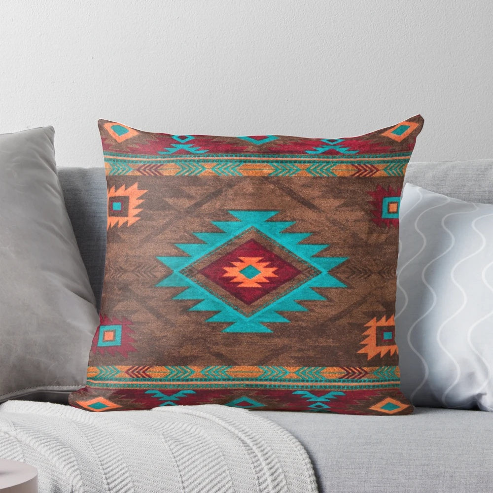 Farmhouse vintage southwest style design boho pillow with Moroccan-inspired pattern