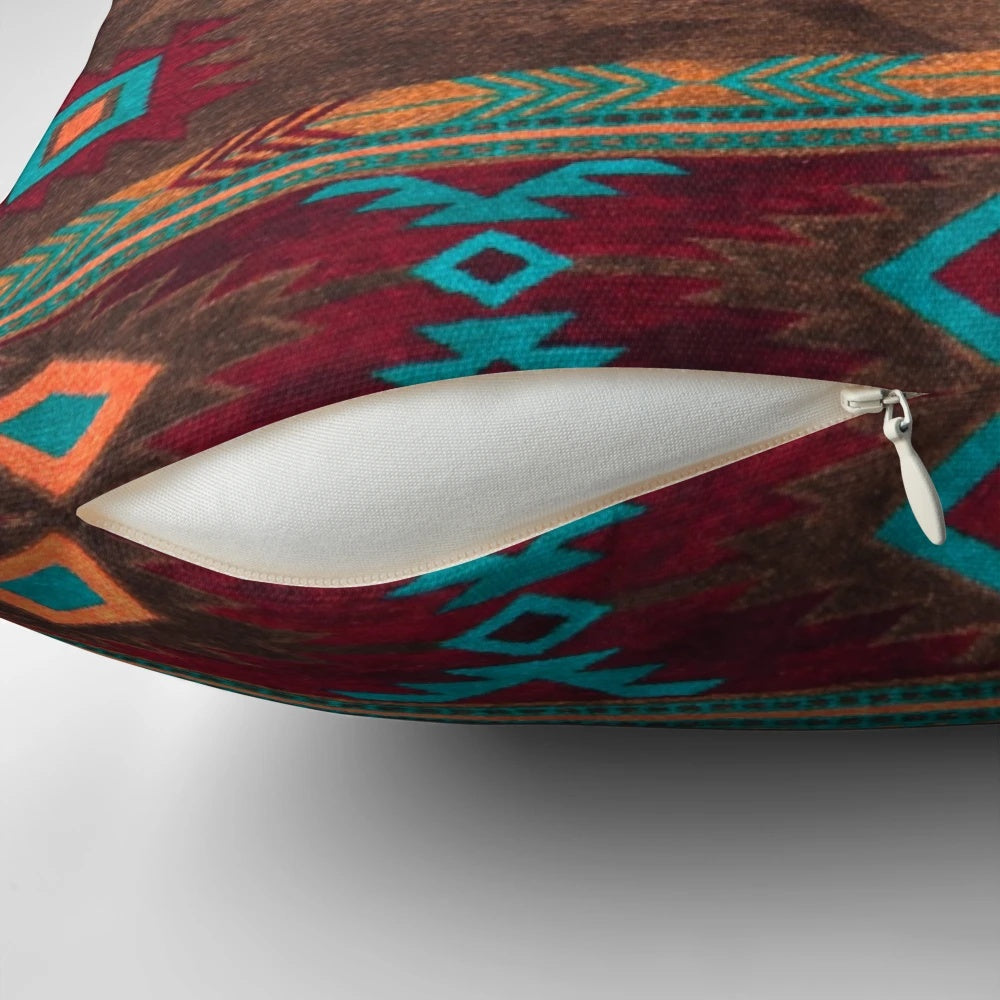 Farmhouse vintage southwest style design boho pillow with Moroccan-inspired pattern