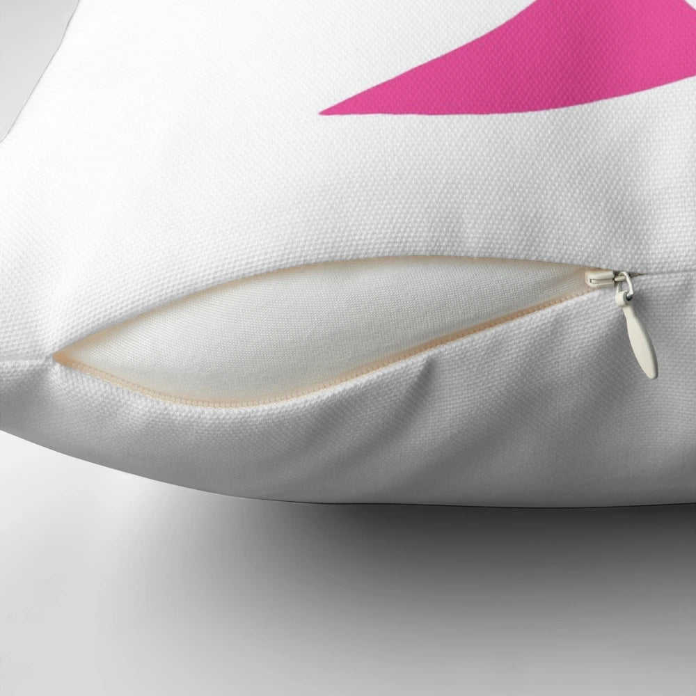 Soft, plush Barbie-themed pillow in pink and white for a girl's room or bedroom.