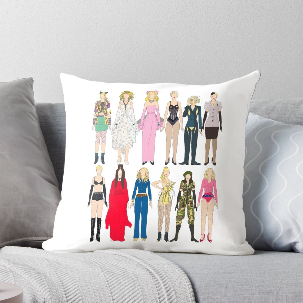 A stylish, high-quality pillow featuring a fashion-forward design inspired by the iconic Madonna.