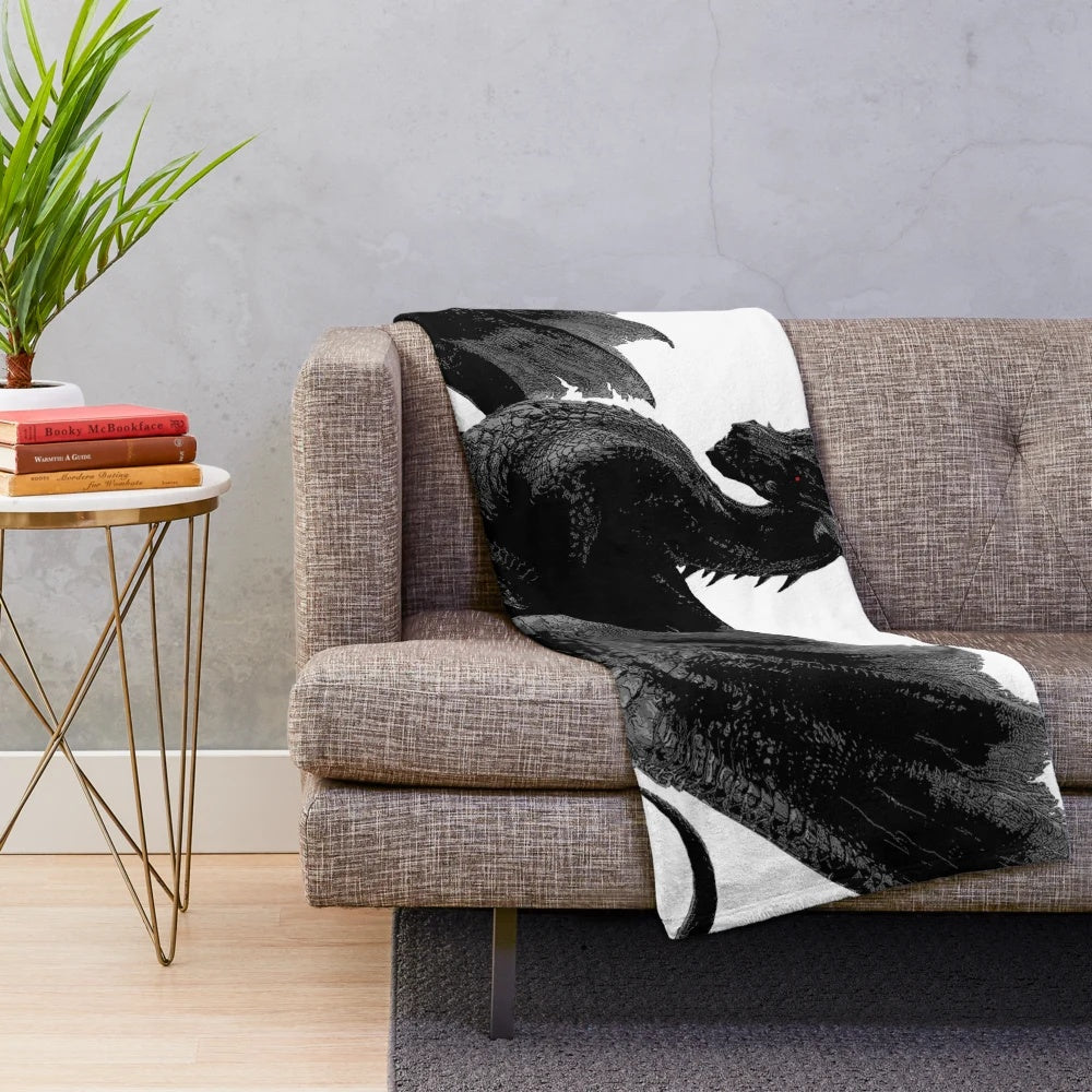 Fatalis inspired plush blanket featuring the Miraboreasu elder dragon from Monster Hunter World