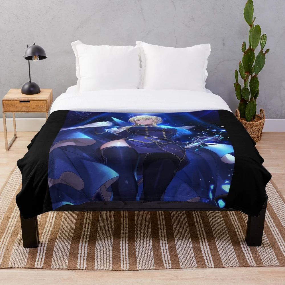 Fate inspired plush blanket featuring Saber Artoria Pendragon