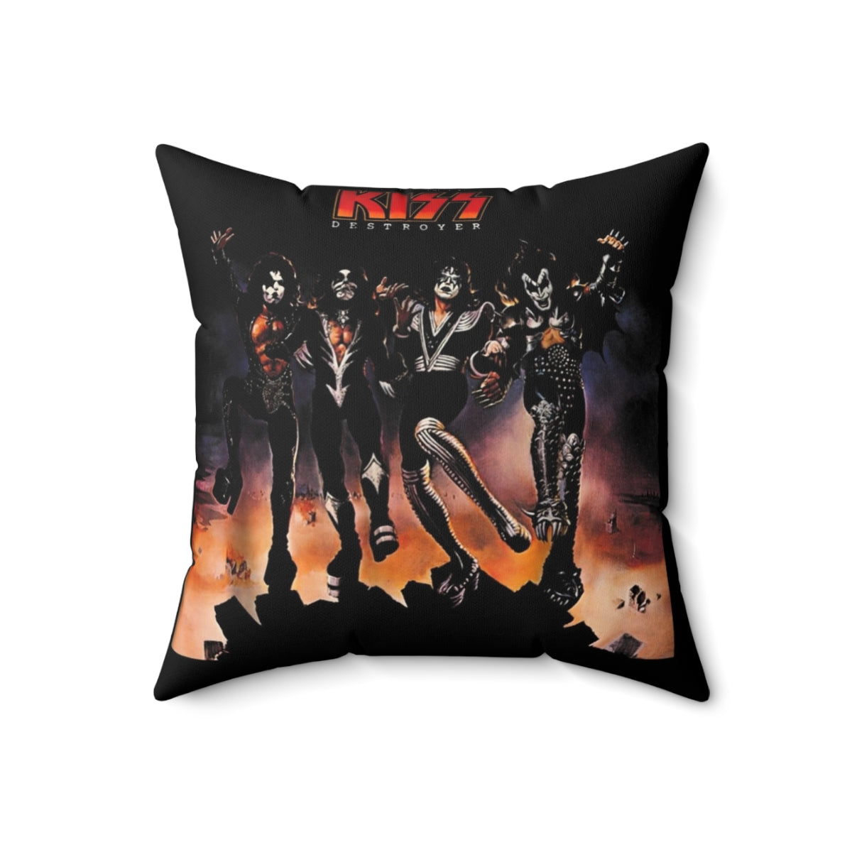 Kiss Destroyer Album Inspired Pillow with Band Logo - Back