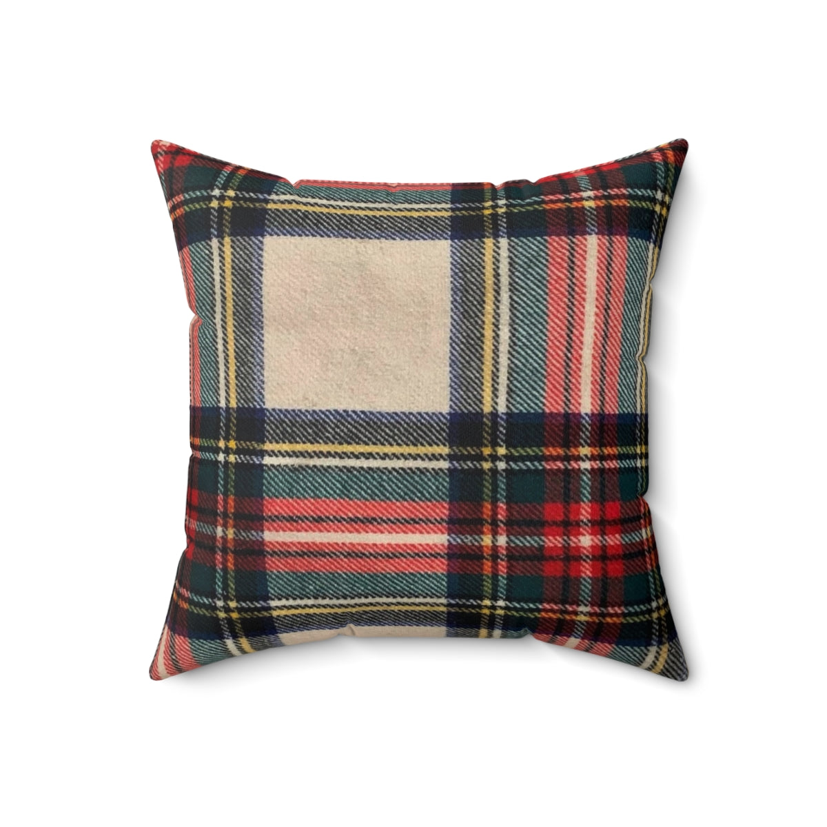 Tartan pattern pillow with a photograph-based Scottish plaid design