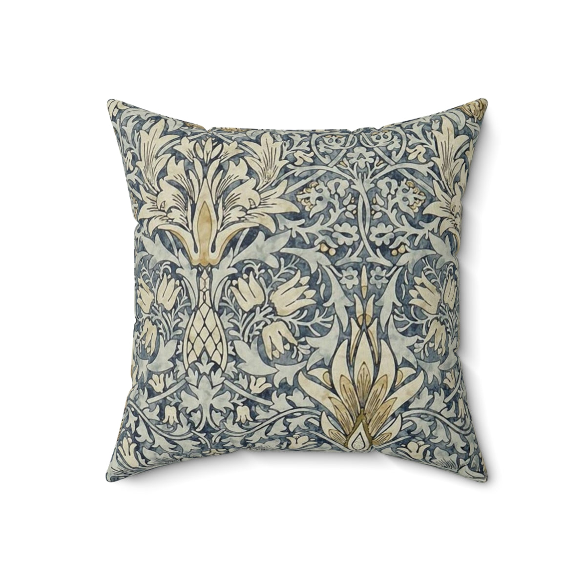 Decorative pillow featuring the iconic William Morris snakeshead pattern in a botanical floral design - Back