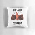 Bold and fearless vampire-themed pillow with a striking "No Guts No Glory" design.
