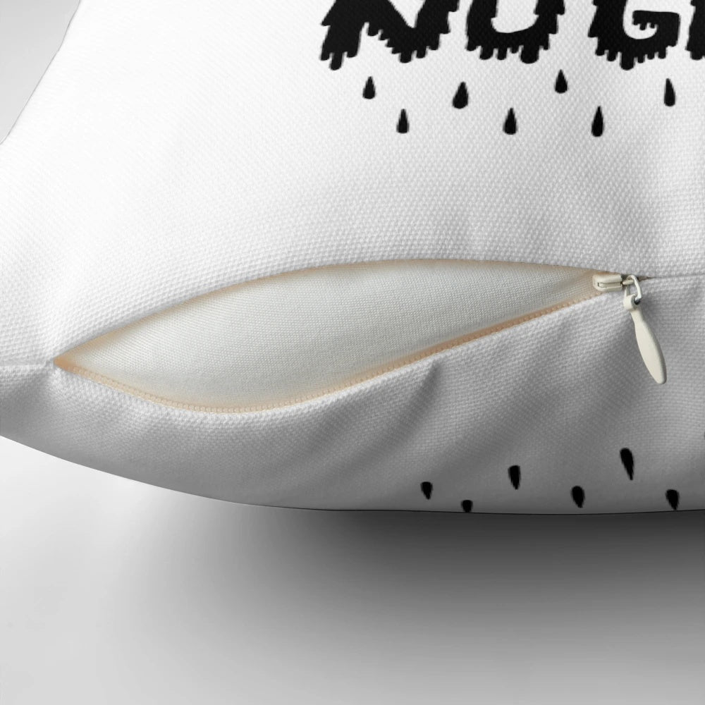 Bold and fearless vampire-themed pillow with a striking "No Guts No Glory" design.
