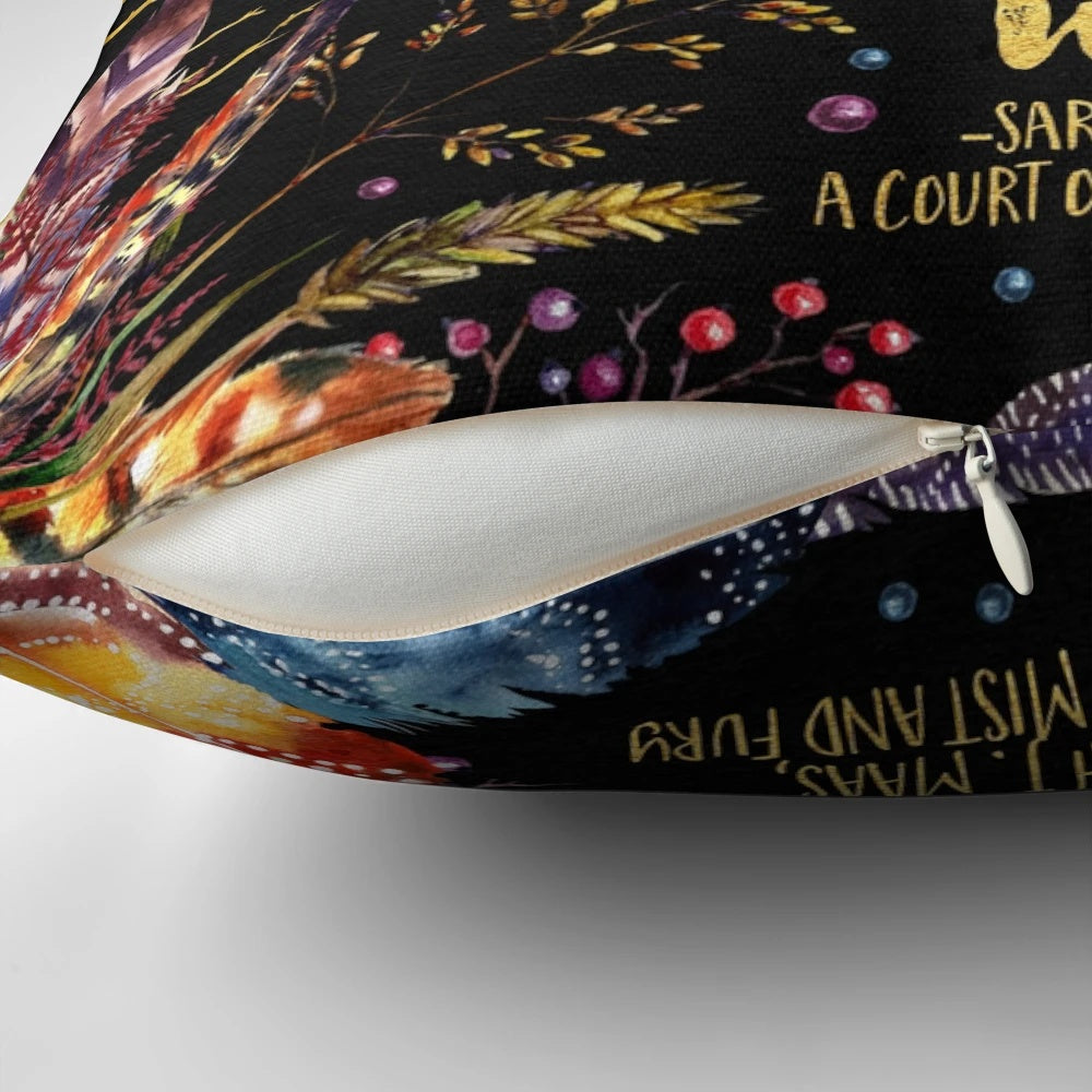 Feather pillow featuring the inspirational quote "Don't Let The Hard Days Win" from the book A Court of Mist and Fury
