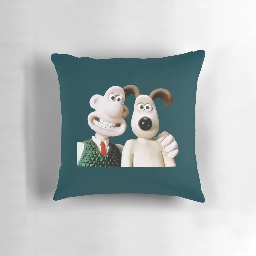 Wallace and Gromit characters, Feathers McGraw, taking a selfie on a plush pillow
