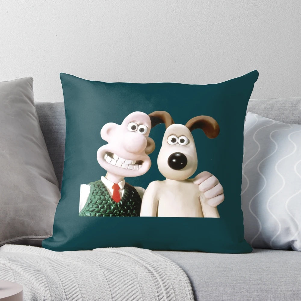 Wallace and Gromit characters, Feathers McGraw, taking a selfie on a plush pillow