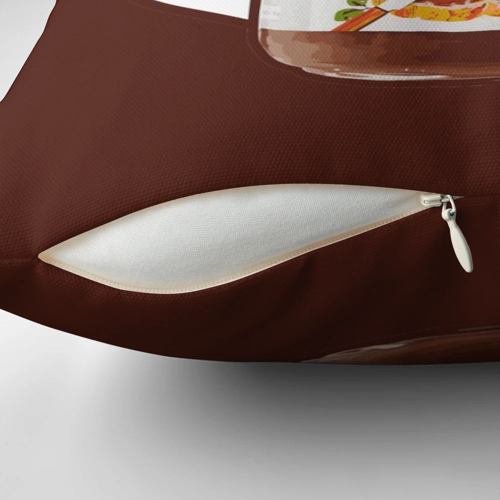 Comical Pillow with "In Case of Emergency Feed with Nutella" Printed on It