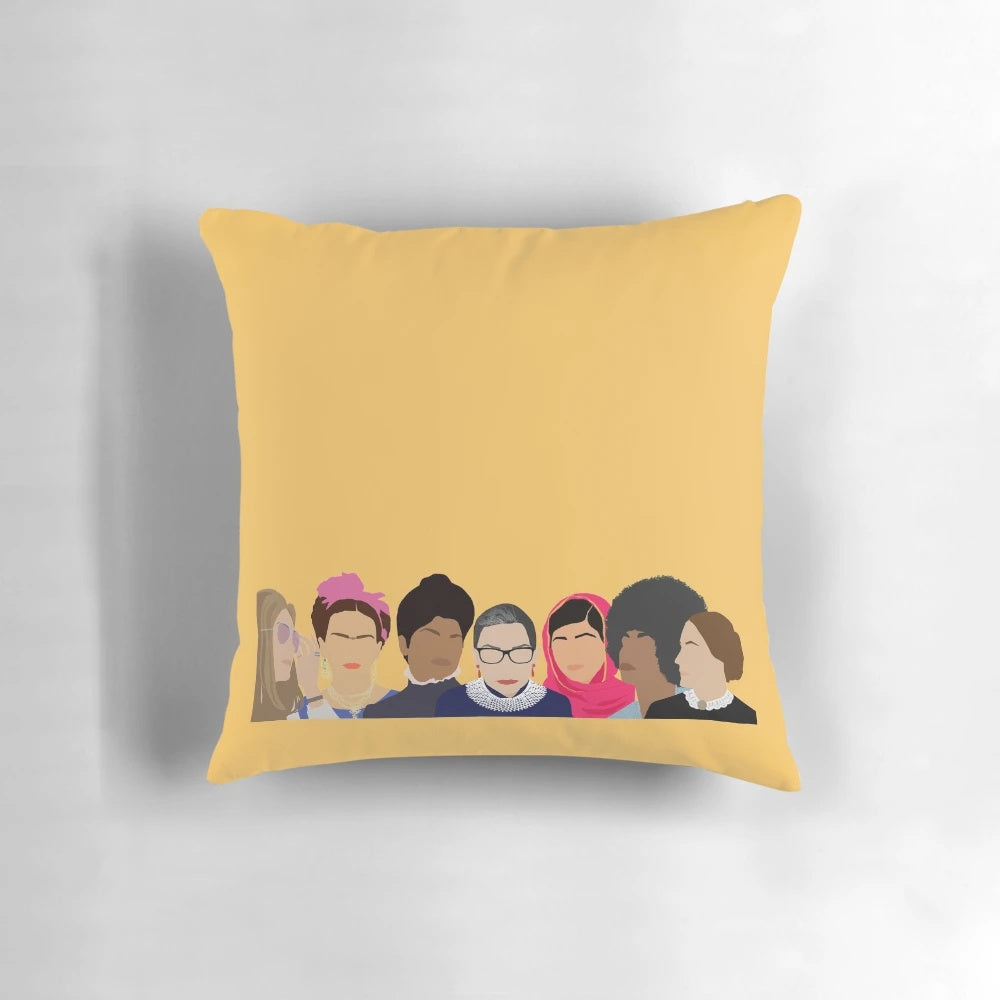 Feminist girl gang pillow featuring the iconic Gloria Steinem