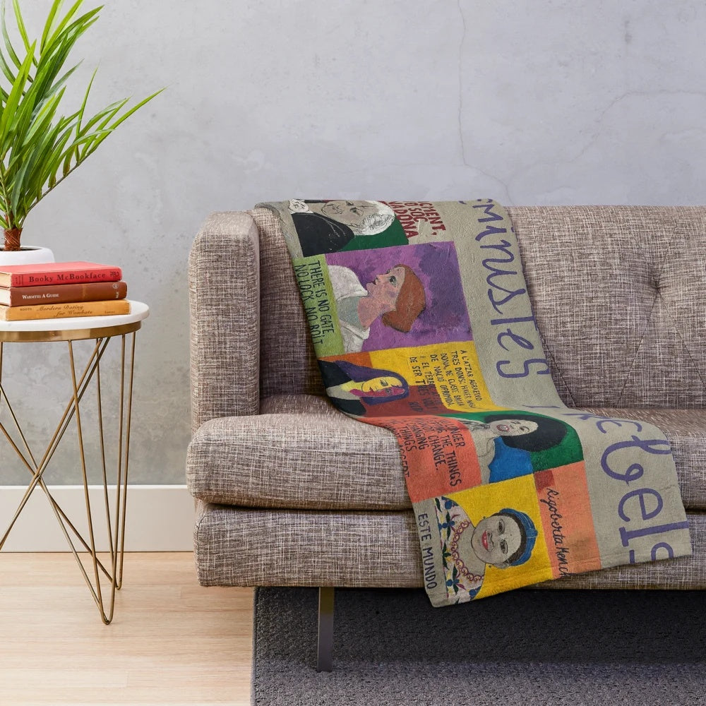 Feminist Rebel Inspired Plush Blanket featuring empowering wall art design