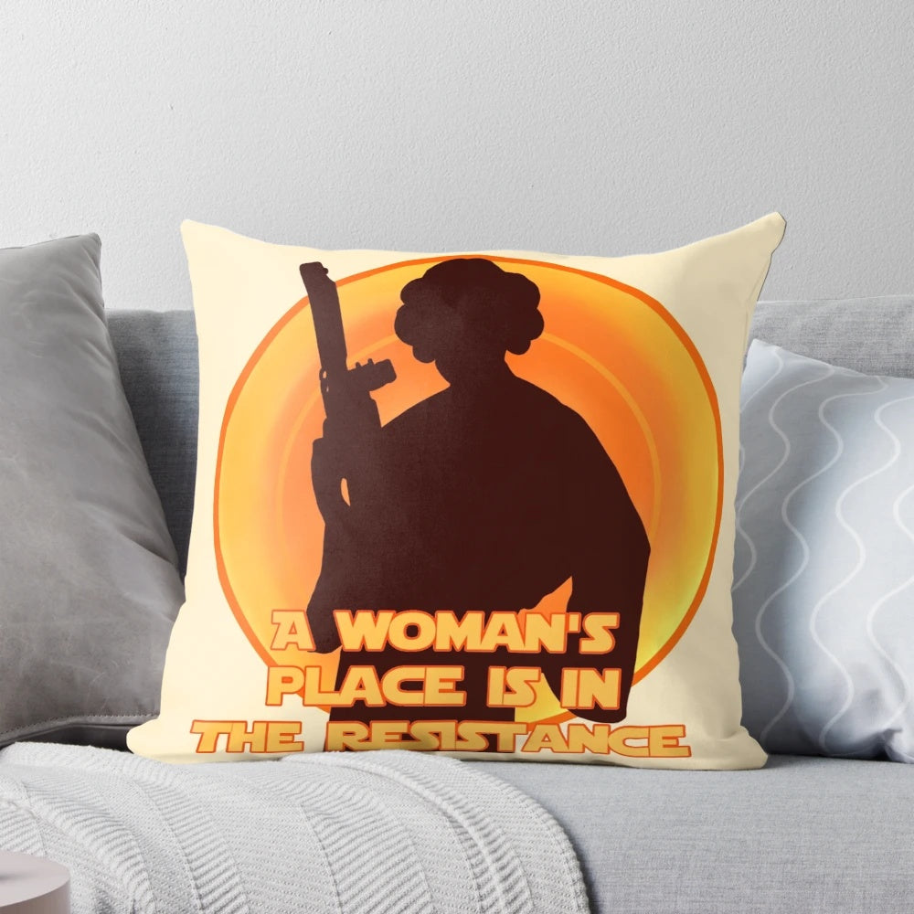 Feminist Resistance Pillow featuring Princess Leia from Star Wars