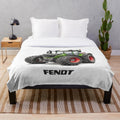 Fendt-inspired plush blanket featuring iconic Fendt tractor design