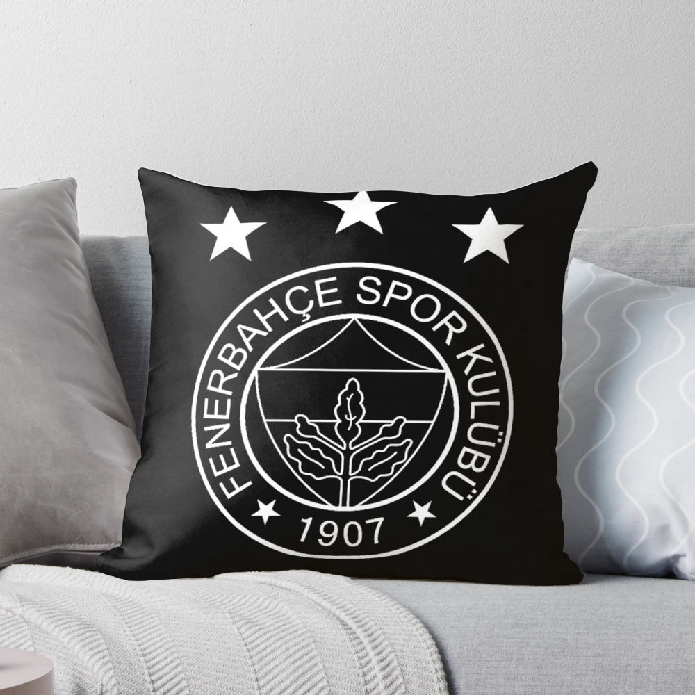 Fenerbahce Football Club Black Pillow with official team logo and colors