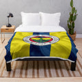 Fenerbahce inspired plush blanket featuring the club's logo and colors