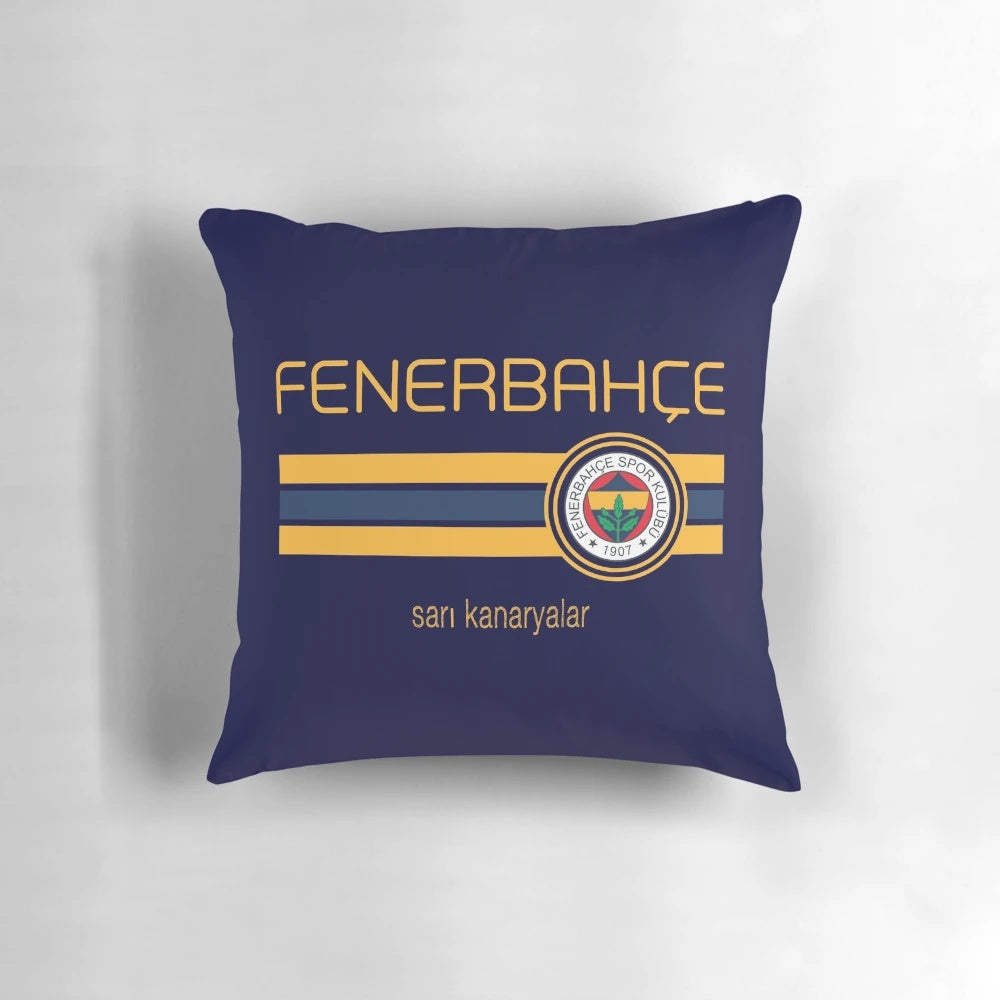 Fenerbahce Super League Navy Blue Throw Pillow with Turkish Football Crest
