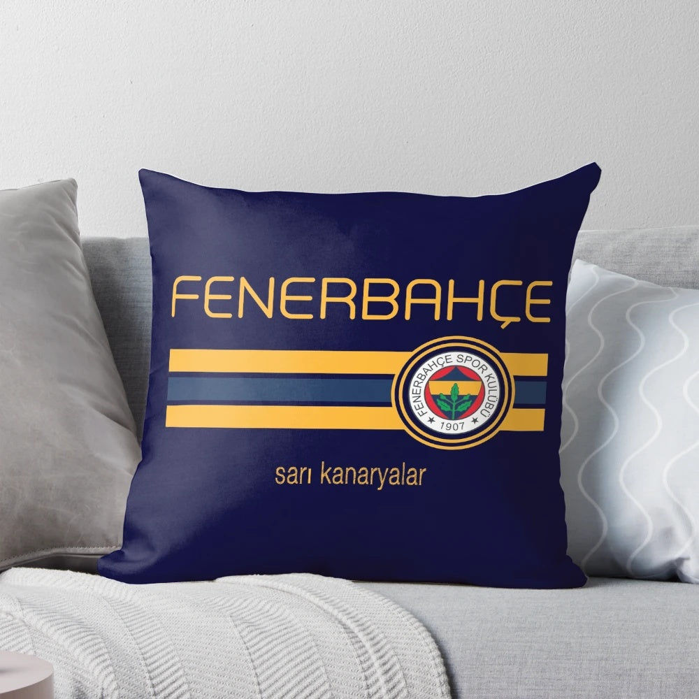 Fenerbahce Super League Navy Blue Throw Pillow with Turkish Football Crest