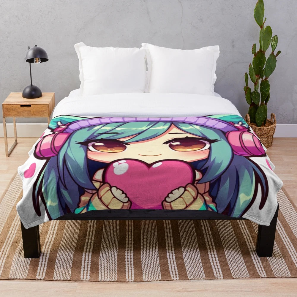 Feng Min plush blanket featuring a cute chibi-style design from the popular horror game Dead by Daylight