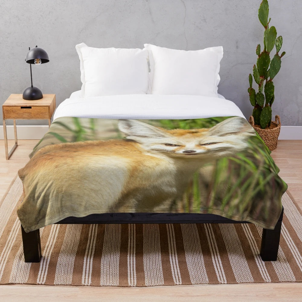 Soft and cuddly fennec fox plush blanket for home decor