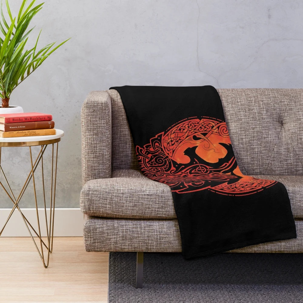 Plush blanket featuring Fenrir, the wolf from Nordic mythology and son of Loki