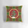 Abstract Christmas tree design on a red and green gingham pillow