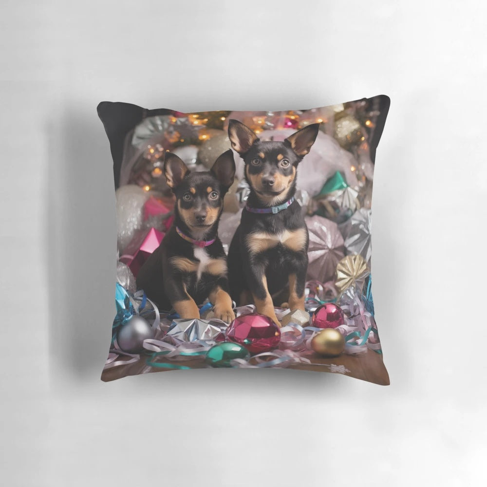 Cozy Australian Kelpie dog breed Christmas pillow